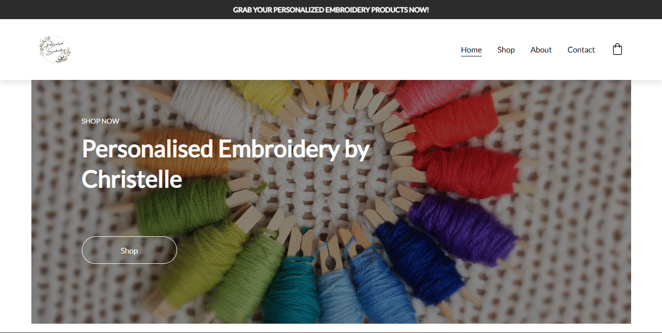 Personalised Embroidery Website Screenshot